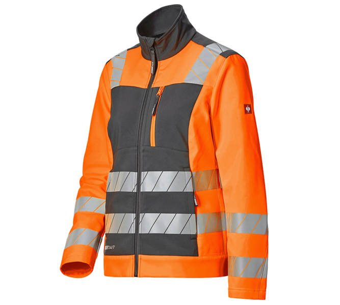 Hoofdaanzicht, Veiligheidskleding, Veiligheids-softshell-jack e.s.motion 24/7, dames, antraciet/signaaloranje
