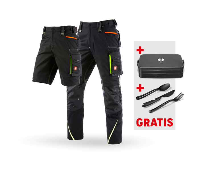 Hoofdaanzicht, Kleding, SET: Werkbroek + Short e.s.motion 2020, zwart/signaalgeel/signaaloranje