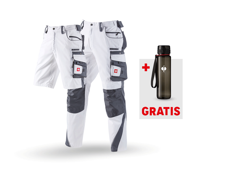 Hoofdaanzicht, Kleding, SET: Werkbroek + Short e.s.motion, wit/grijs