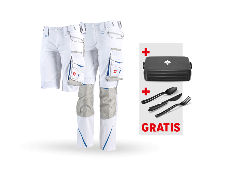 Hoofdaanzicht, Koopjes, SET: Damesbroek + Short e.s.motion 2020, wit/gentiaanblauw