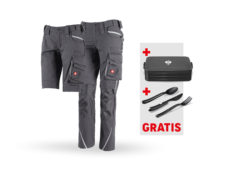 Hoofdaanzicht, Kleding, SET: Damesbroek + Short e.s.motion 2020, antraciet/platina