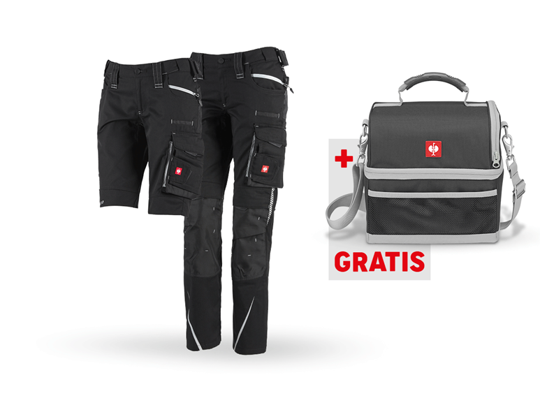 Hoofdaanzicht, Actie-sets, SET: Damesbroek + Short e.s.motion 2020, zwart/platina