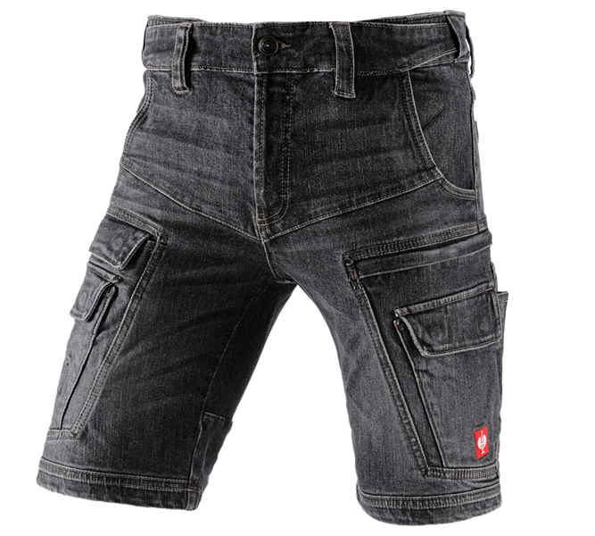 Hoofdaanzicht, e.s.denim workwear, e.s. cargo worker-jeans short POWERdenim, blackwashed