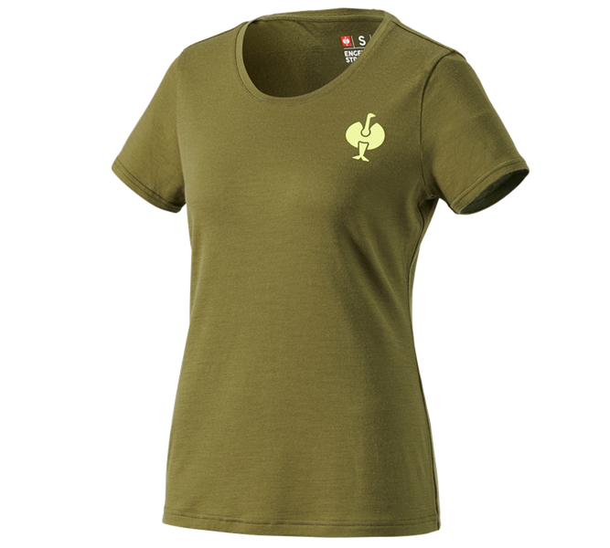 Hoofdaanzicht, Kleding, T-Shirt Merino  e.s.trail, dames, jeneverbesgroen/limegroen