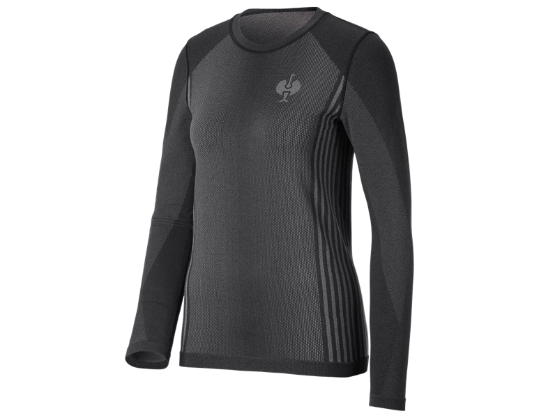 Hoofdaanzicht, Nieuwe, Funct.-Longsleeve e.s.trail seamless-warm, dames, zwart/bazaltgrijs