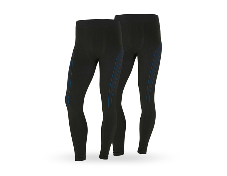Hoofdaanzicht, Actie-sets, Dubbelpak e.s.Functionele-Long Pants seamless-warm, zwart/gentiaanblauw