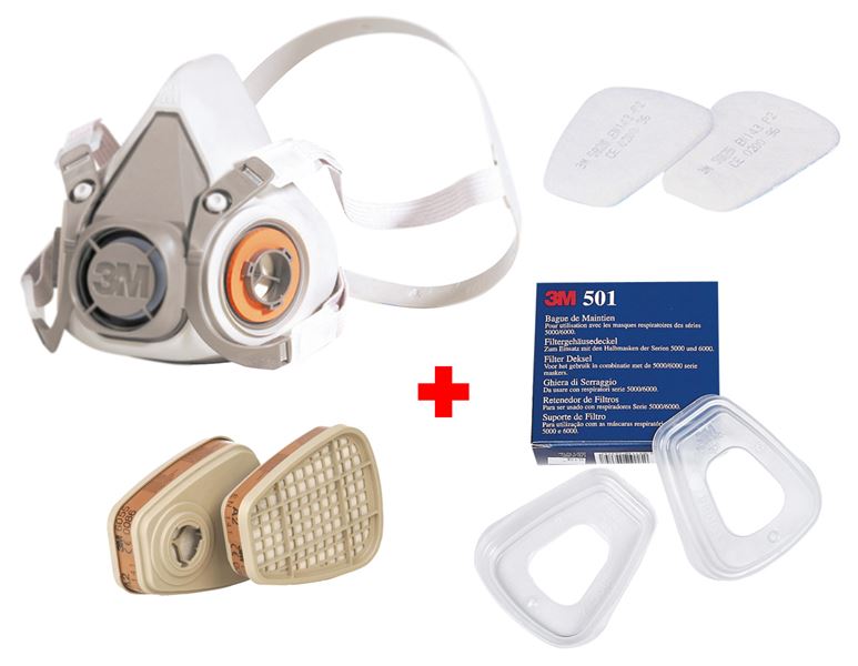 Hoofdaanzicht, Adembescherming, 3M Maskerset 6200