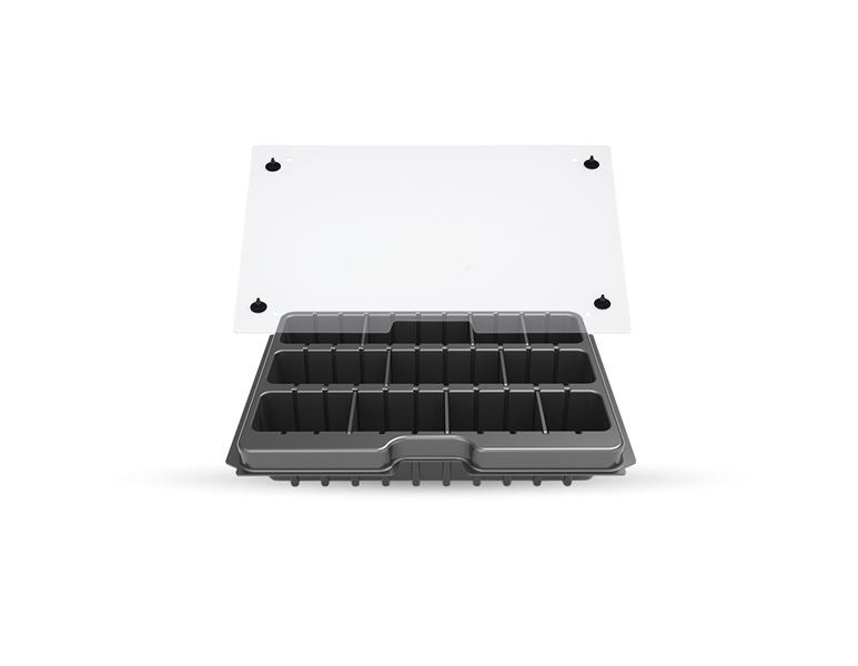 Hoofdaanzicht, Gereedschap, STRAUSSbox Vario inzet voor kleine delen+dekself.
