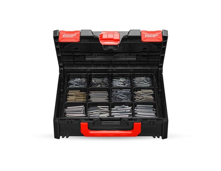 Hoofdaanzicht, Assortiment kleine onderdelen, Spanhulzen ISO 8752 in STRAUSSbox 118 midi