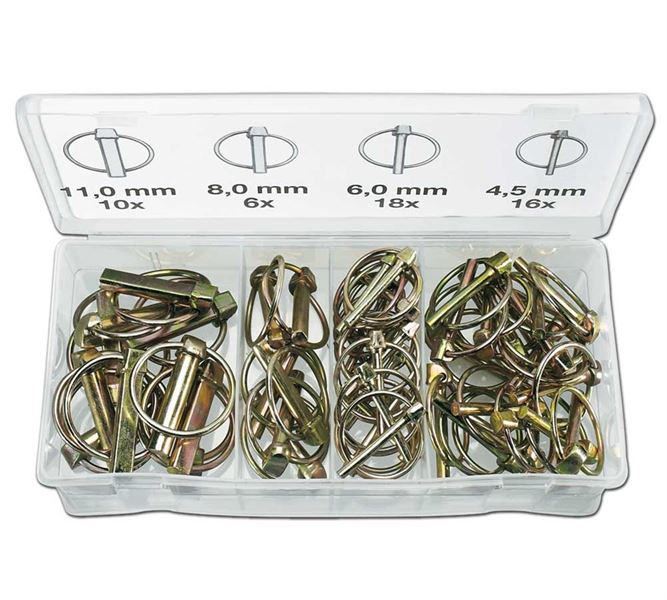 Hoofdaanzicht, Assortiment kleine onderdelen, Assortiment klapsplitpennen
