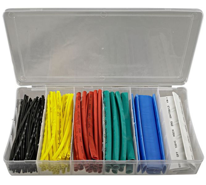 Hoofdaanzicht, Assortiment kleine onderdelen, Krimpkous-assortiment, gekleurd