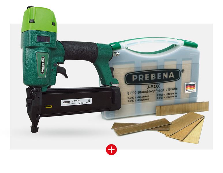 Hoofdaanzicht, Persluchtgereedschap | toebehoren, Spijkerpistool 2XR-J50 + Platkopnagel-assortiment