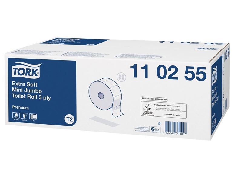 Hoofdaanzicht, Bedrijfsuitrusting, Tork extra zacht toiletpapier Premium, mini jumbo