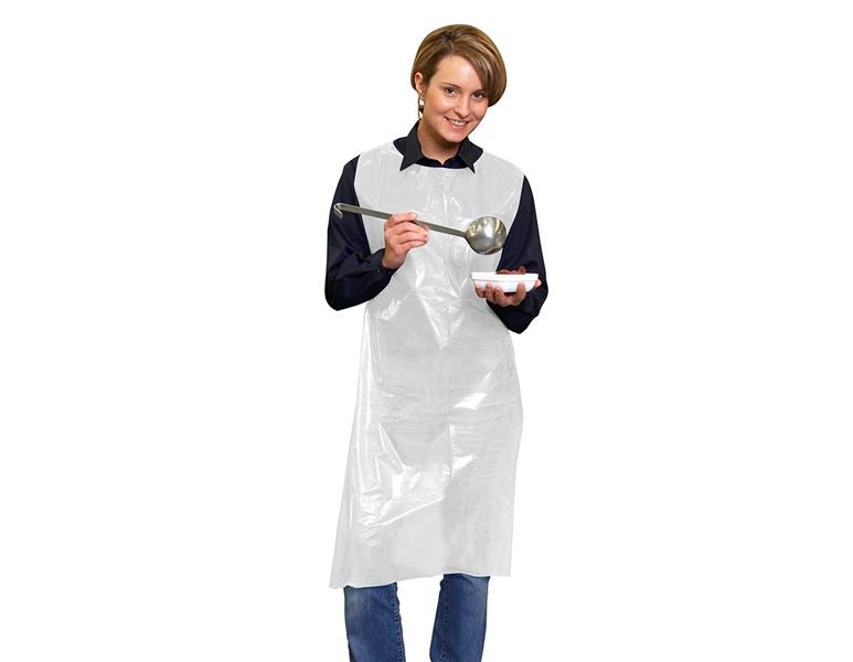 Hoofdaanzicht, Wegwerpkleding, Polyethyleen-schorten, wit