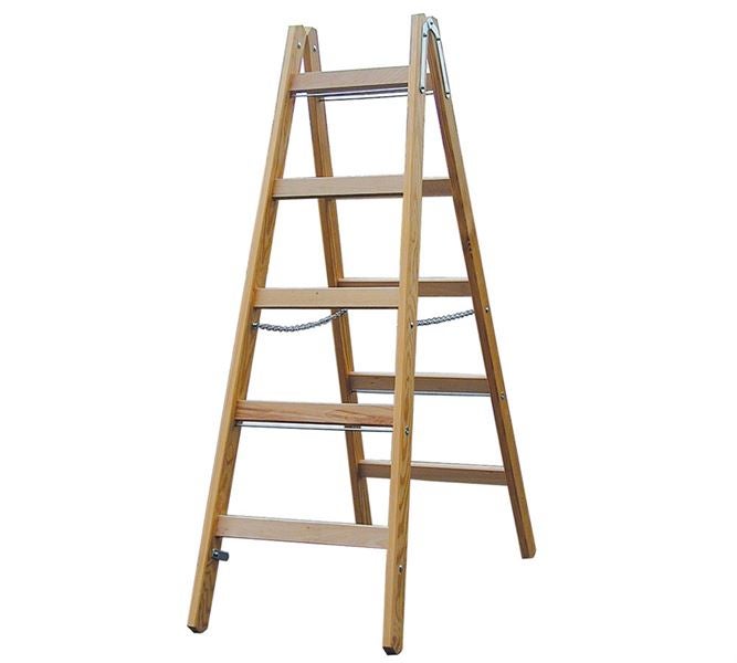 Hoofdaanzicht, Ladders, KRAUSE Dubbel tredentrapleer, hout