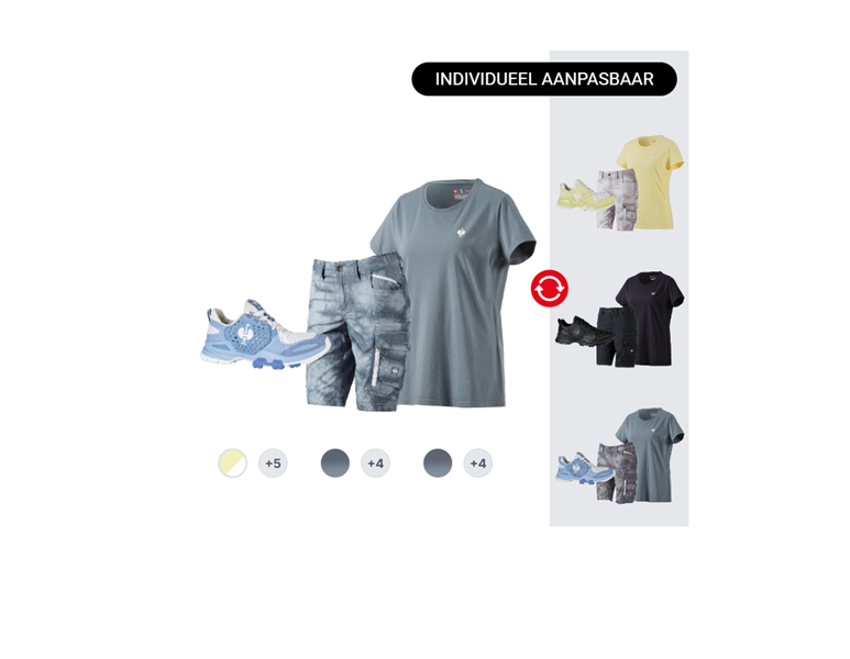 DAMESSET:T-Shirt+Cargoshort+Werkschoenen