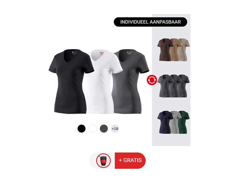 DAMESSET: 3x e.s. T-Shirt cotton V-Neck