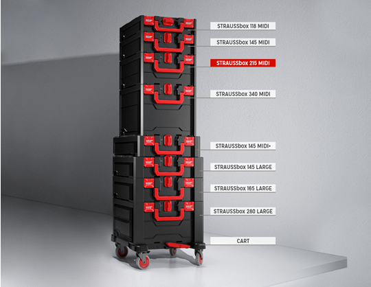 Aanzicht 1, STRAUSSbox 215 midi, zwart/rood