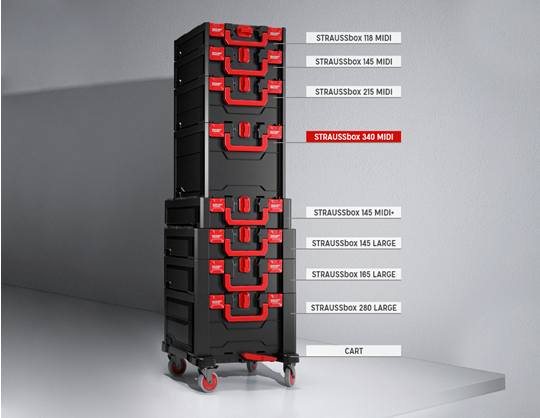 Aanzicht 1, STRAUSSbox 340 midi, zwart/rood