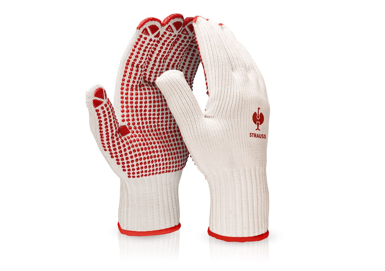 Gecoate: PVC-gebreide handschoenen Red Point + wit