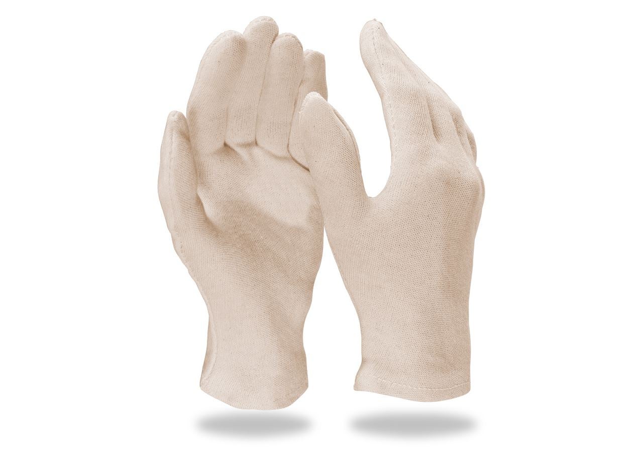 Textiel: Tricot handschoenen, naturel, per 12 + wit