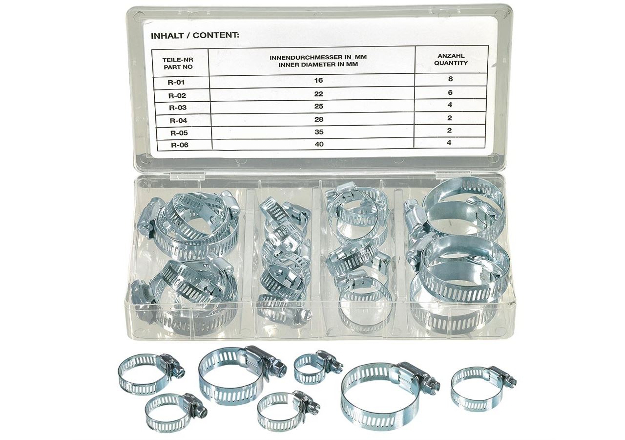 Assortiment kleine onderdelen: Assortiment slangklemmen