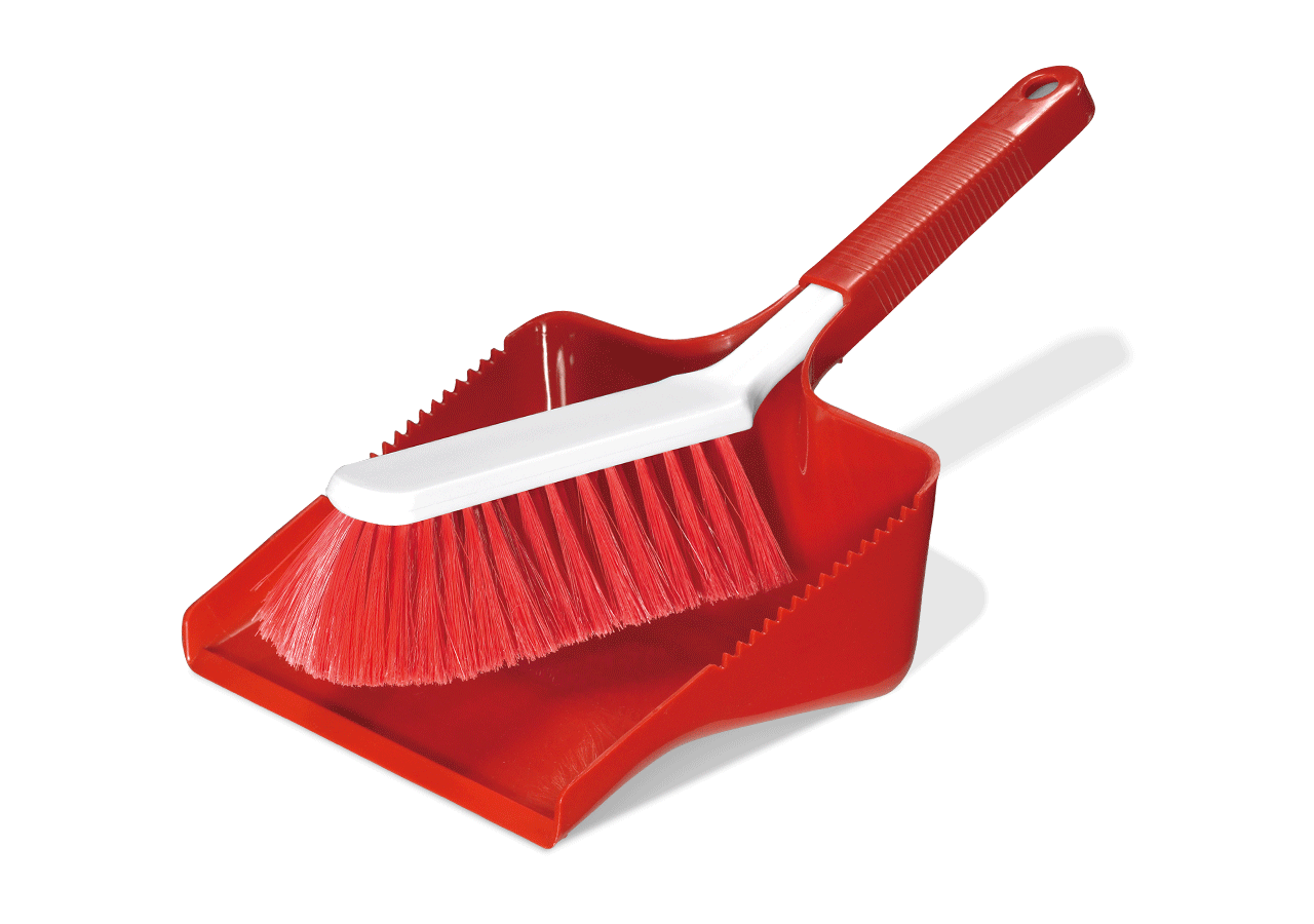 Bezems | Borstels | Schrobbers: Stoffer en blik + rood
