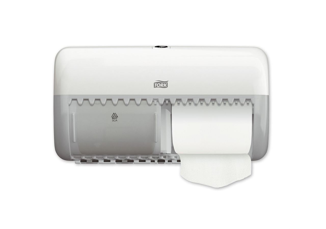 Doeken: Tork dispenser voor 2 kleine rollen toiletpapier