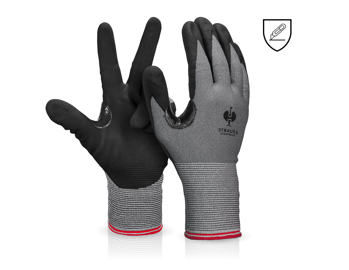Gecoate: Snijbestendige Nitril-handsch.evertouch Cut C + zwart/grijs