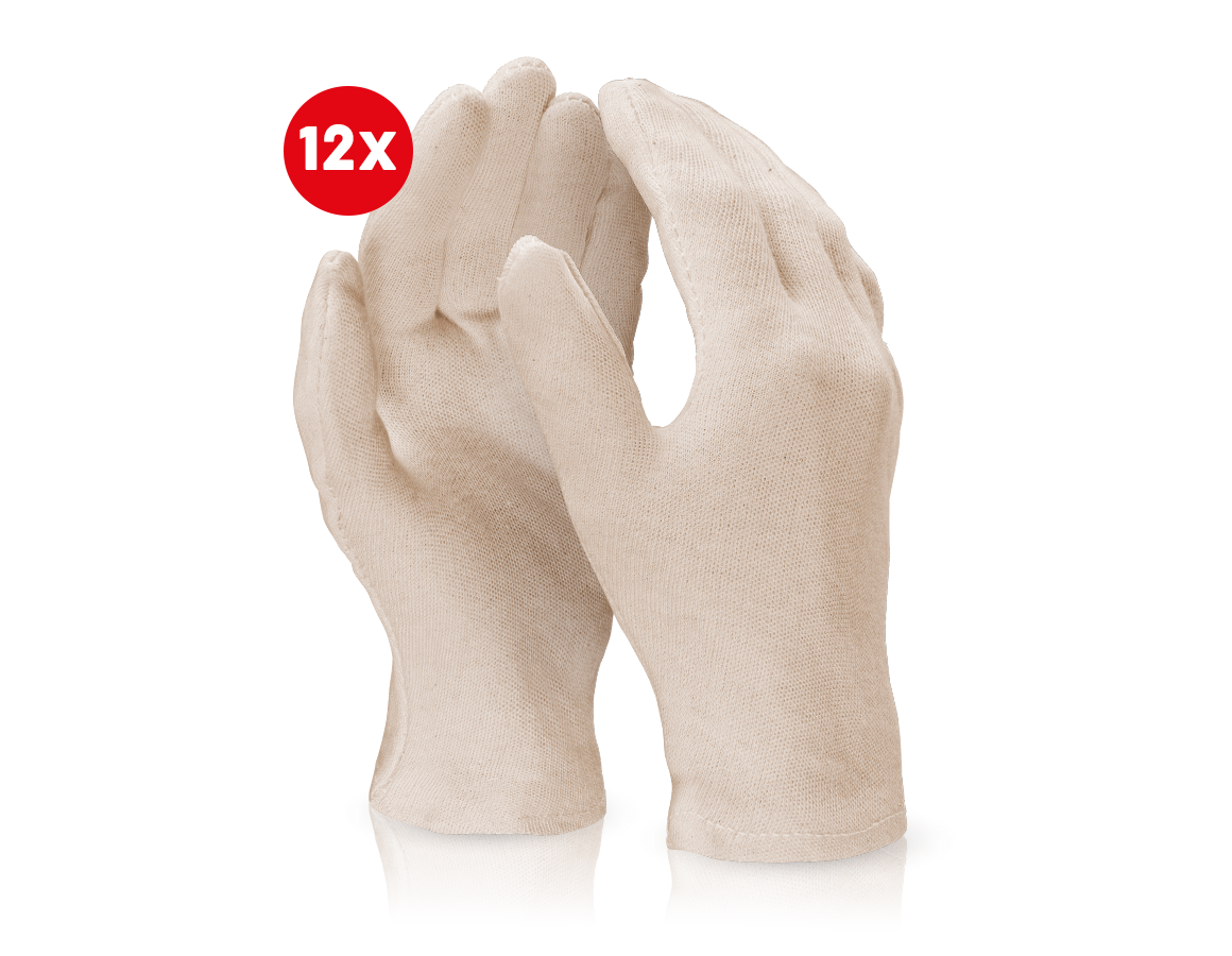 Textiel: Tricot handschoenen, naturel, per 12 + wit