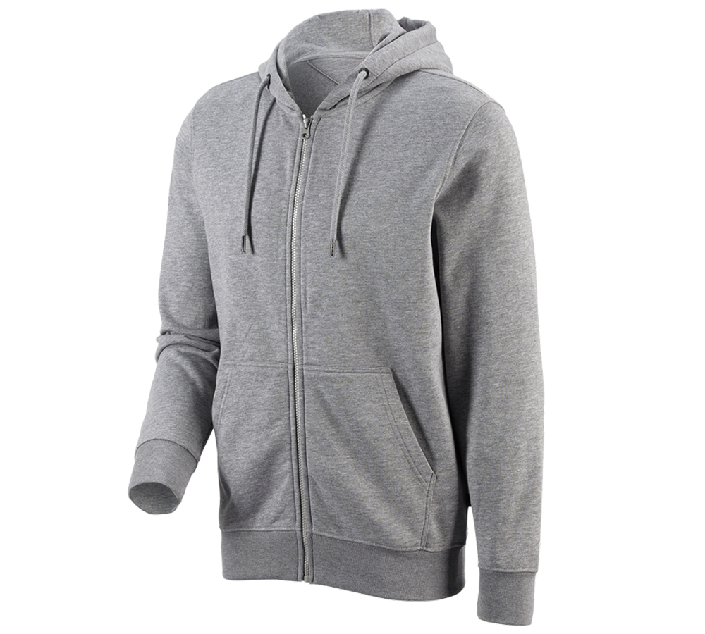 Bovenkleding: e.s. Hoody-Sweatjack poly cotton + grijs mêlee