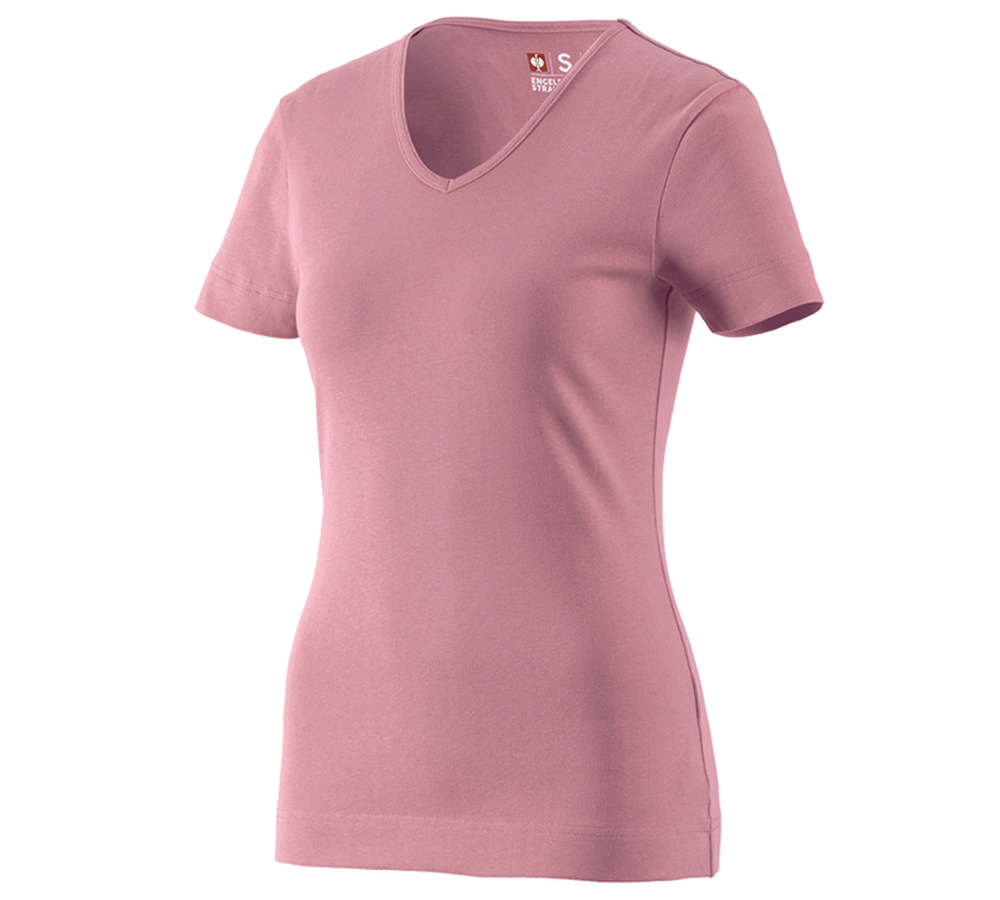 Bovenkleding: e.s. T-Shirt cotton V-Neck, dames + oudroze