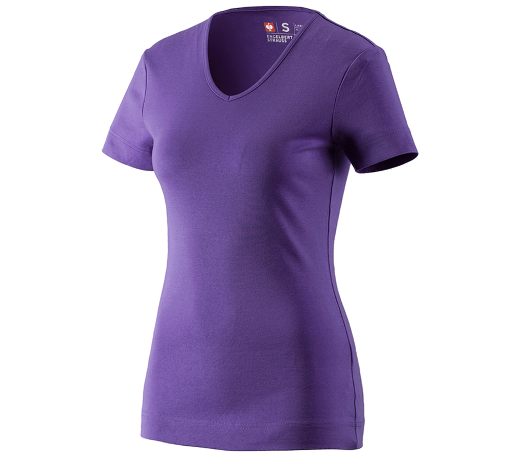 Bovenkleding: e.s. T-Shirt cotton V-Neck, dames + lilas
