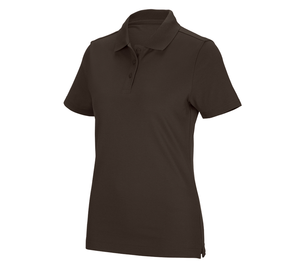 Bovenkleding: e.s. Functioneel poloshirt poly cotton, dames + kastanje