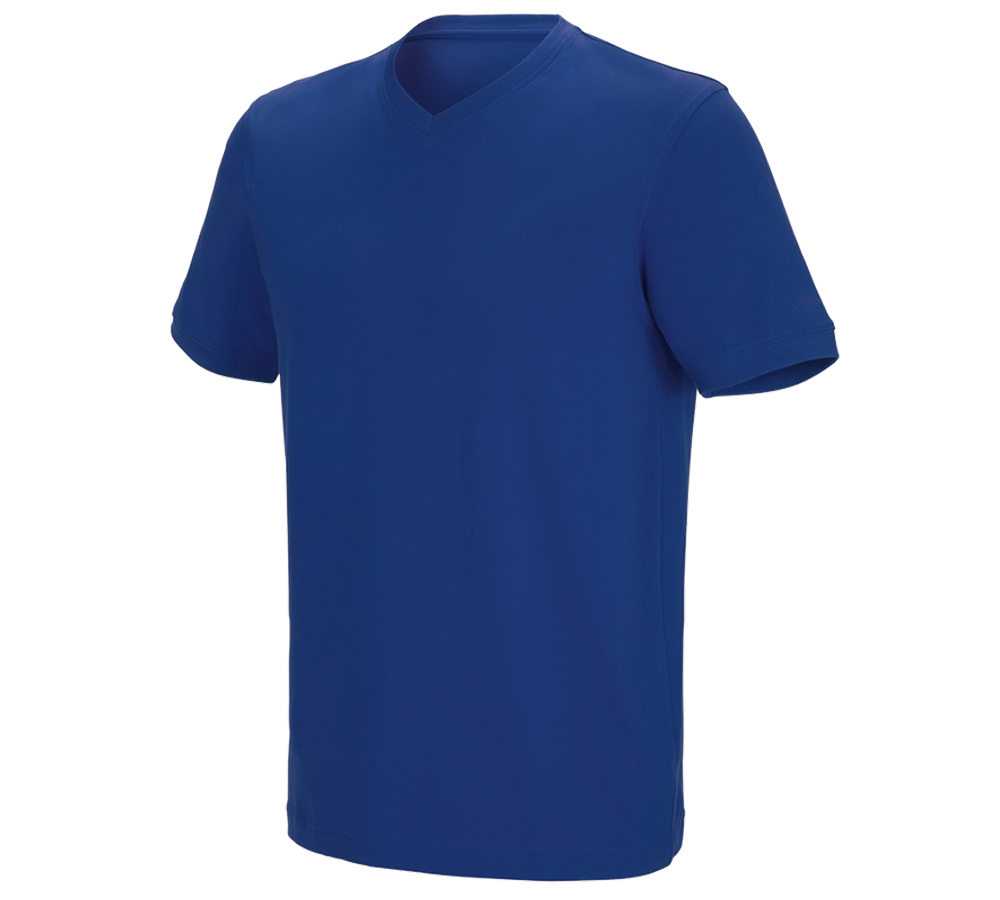 Schrijnwerkers / Meubelmakers: e.s. T-shirt cotton stretch V-Neck + korenblauw
