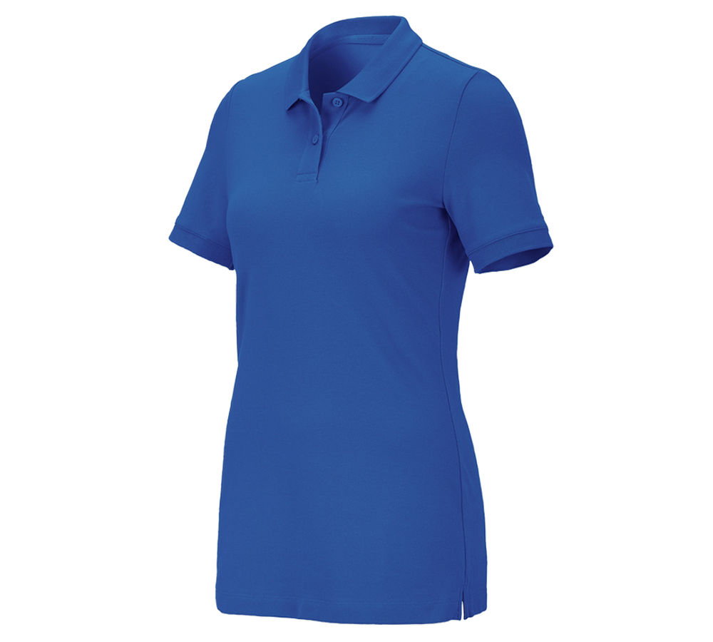 Bovenkleding: e.s. Piqué-Polo cotton stretch, dames + gentiaanblauw