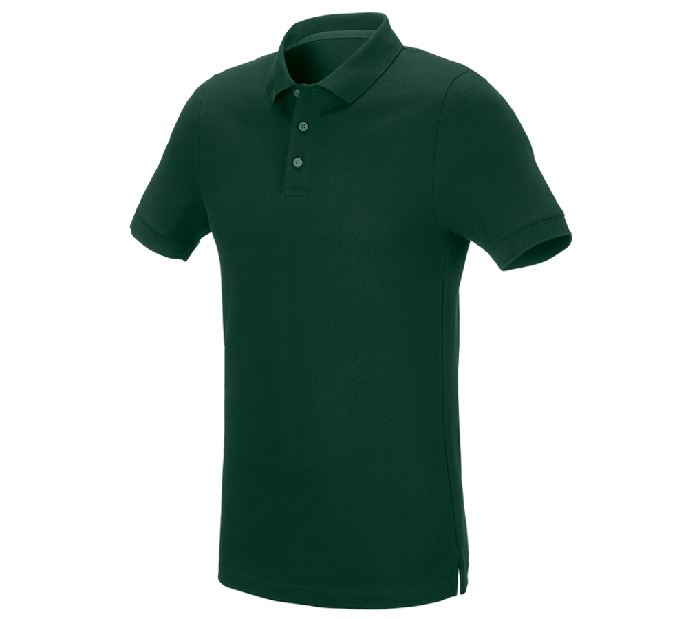 Bovenkleding: e.s. Pique-Polo cotton stretch, slim fit + groen
