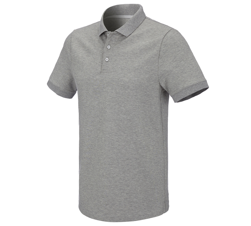 Bovenkleding: e.s. Pique-Polo cotton stretch + grijs mêlee