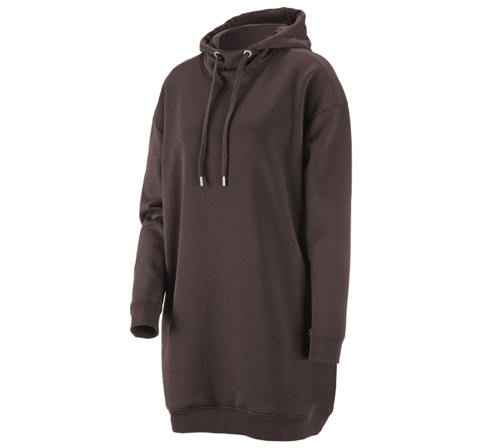 Bovenkleding: e.s. oversize hoody-sweatshirt poly cotton, dames + kastanje