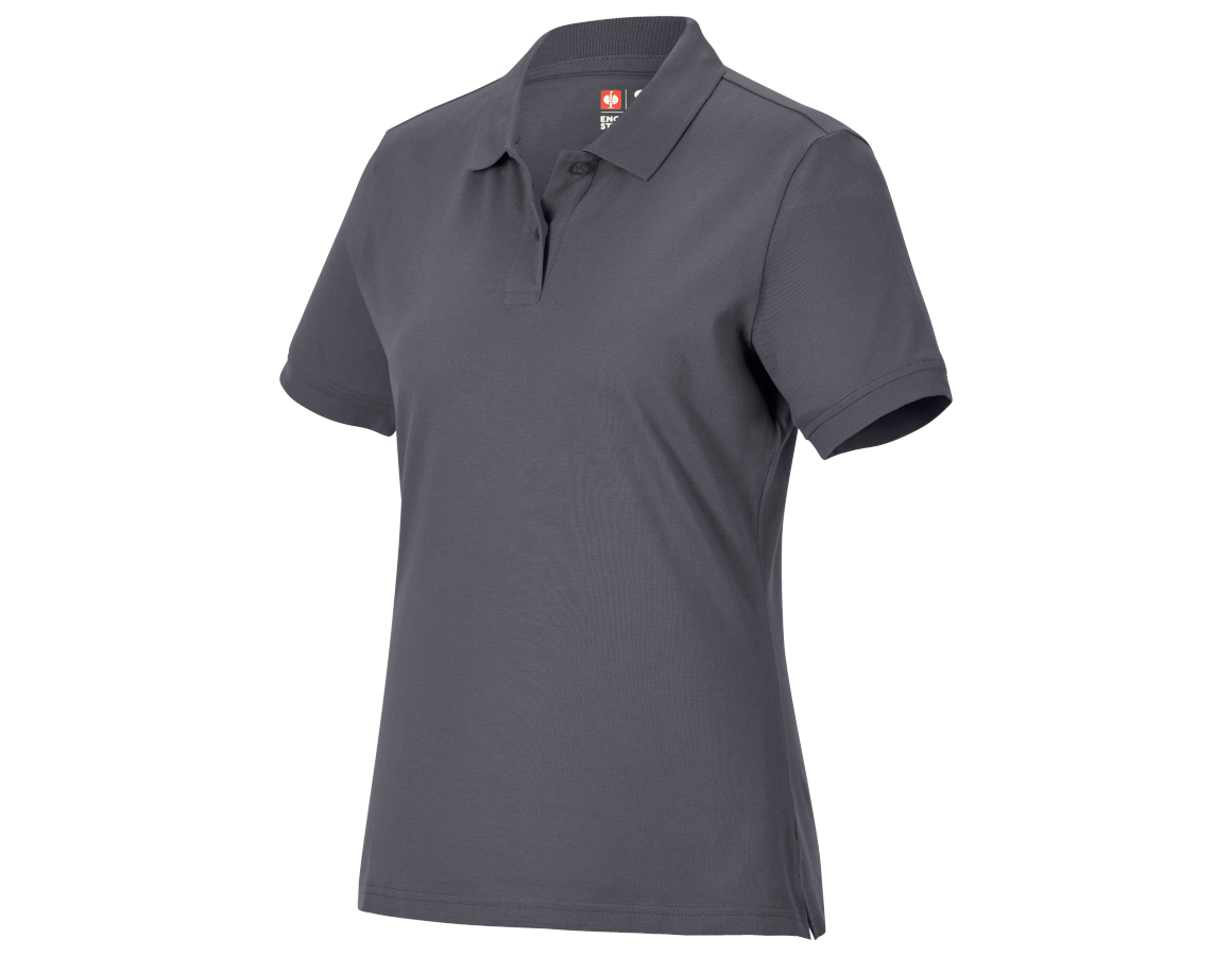 Bovenkleding: e.s. Piqué-Polo cotton light, dames + antraciet