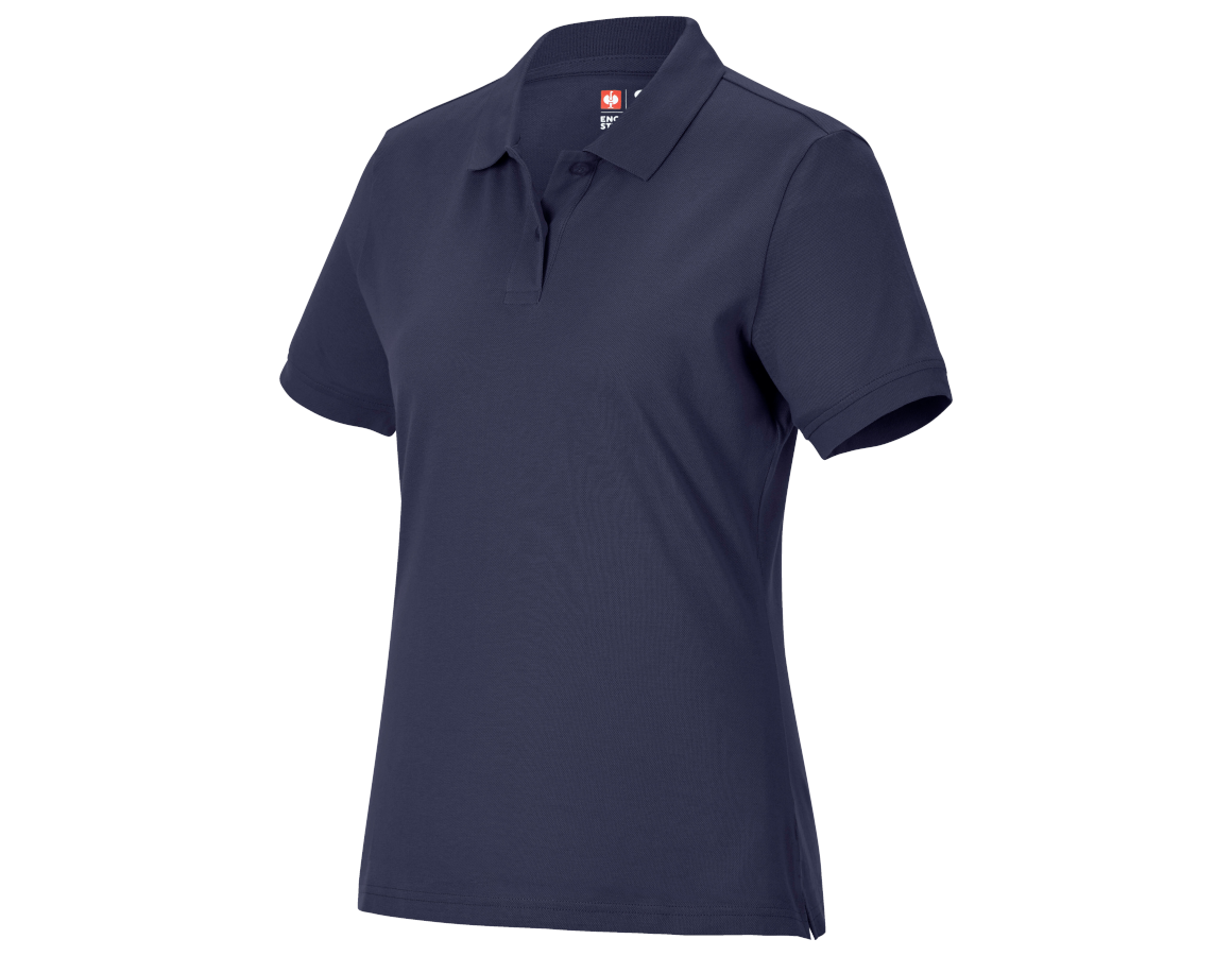 Bovenkleding: e.s. Piqué-Polo cotton light, dames + donkerblauw