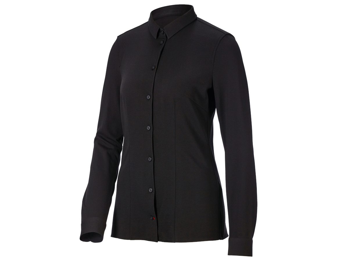 Bovenkleding: e.s. piqué-business blouse + zwart
