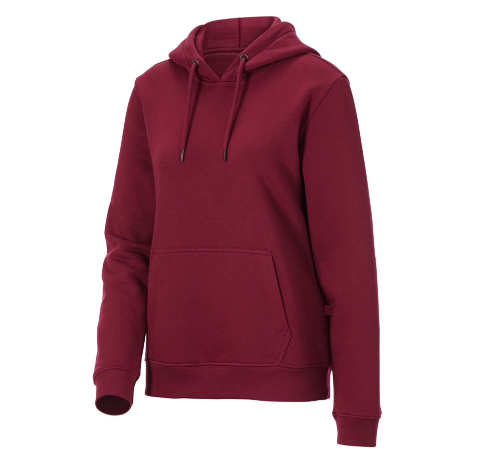 Bovenkleding: e.s. Hoody-Sweatshirt poly cotton, dames + bordeaux