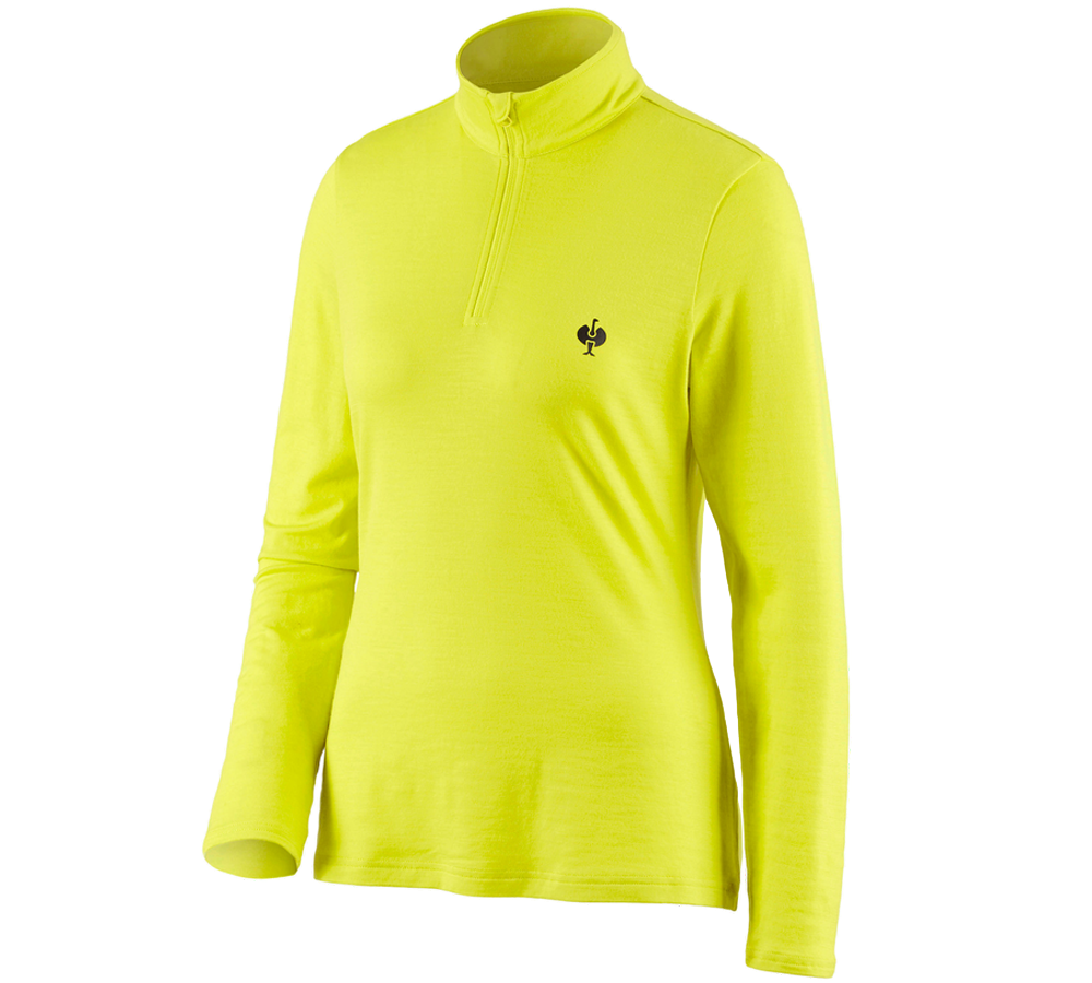 Bovenkleding: Schipperstrui Merino e.s.trail, dames + zuurgeel/zwart