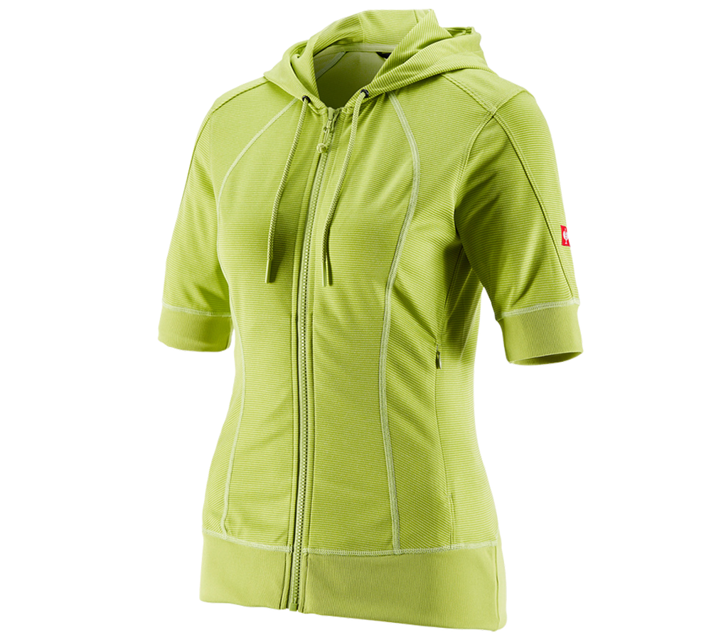 Werkjassen: e.s.Functioneel capuchonjack stripe 3/4-mouw,dames + meigroen