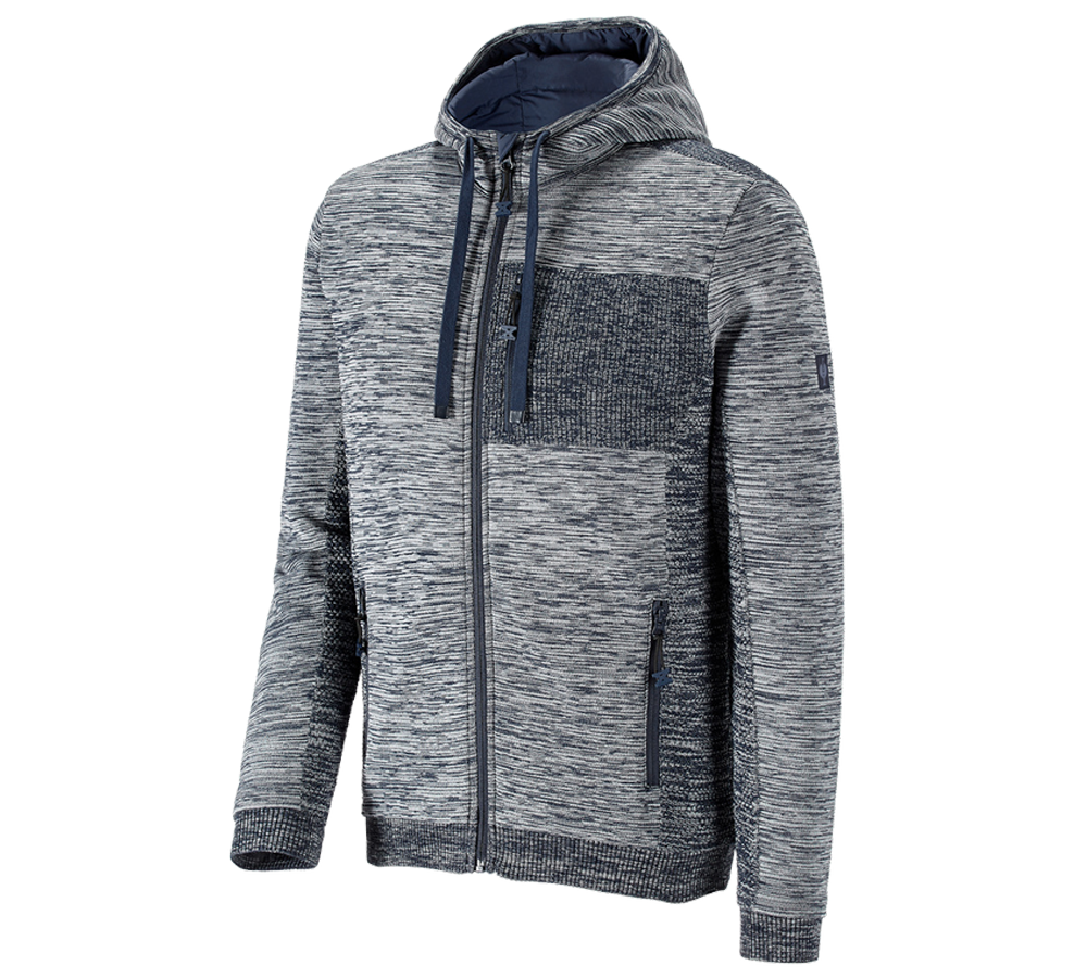 Werkjassen: Windbreaker gebreid capuchonjack e.s.motion ten + leisteenblauw melange