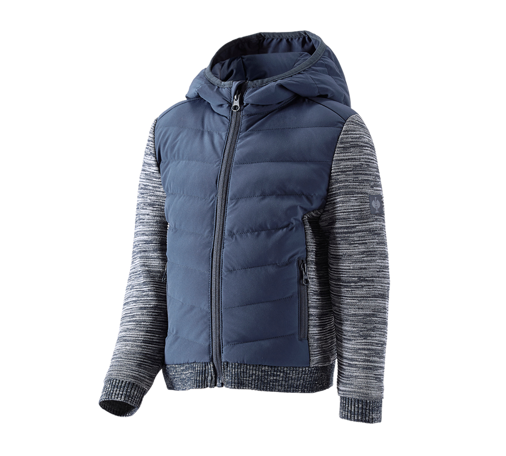 Jassen: Hybrid gebreid capuchonjack e.s.motion ten,kind. + leisteenblauw melange