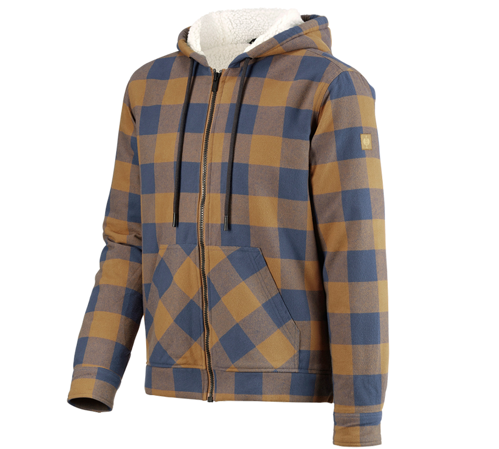 Werkjassen: Geruit capuchjack e.s.iconic + amandelbruin/oxideblauw