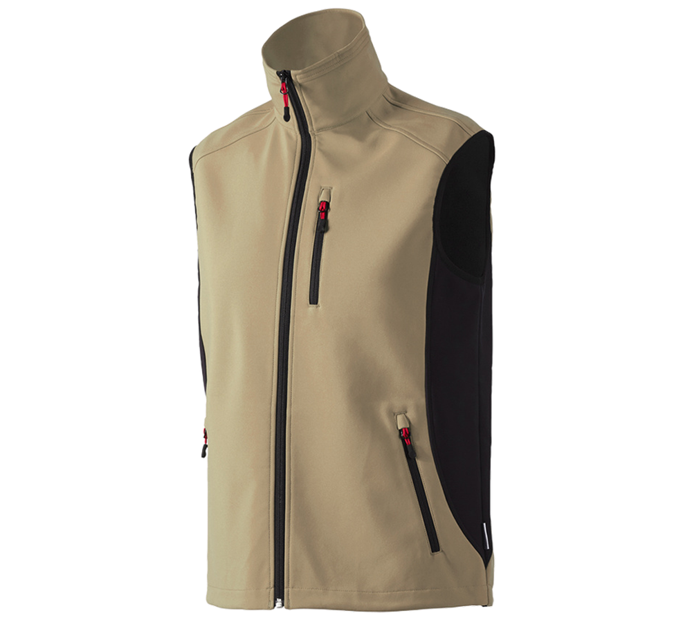 Schrijnwerkers / Meubelmakers: Softshell-bodywarmer dryplexx® softlight + kaki/zwart