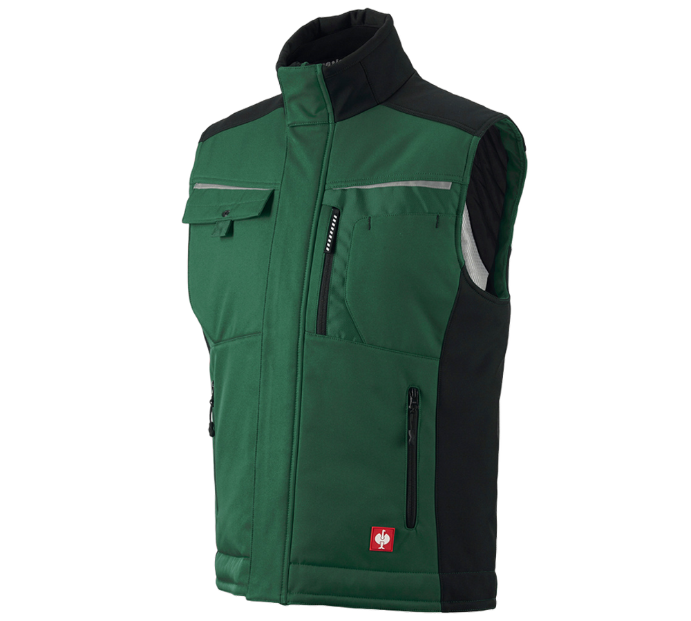 Werkvesten: Softshell-bodywarmer e.s.motion + groen/zwart